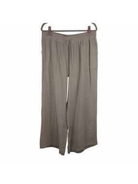 Style & Co Womens Beige Wide Leg Pants PXL 100% Cotton Elastic Waist